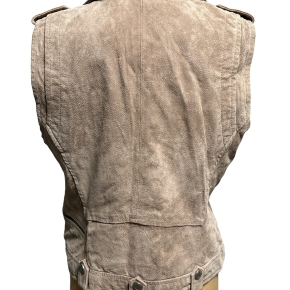Blank NYC Leather Stone Suede Front Zip Motorcycle Vest Size Large - Picture 3 of 6